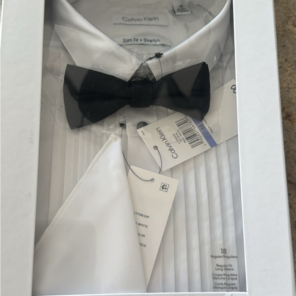 Calvin Klein White Shirt with Black Bow Tie